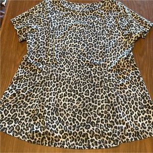Denim & Co A line shortsleeve knit animal print tunic top, plus size 1X